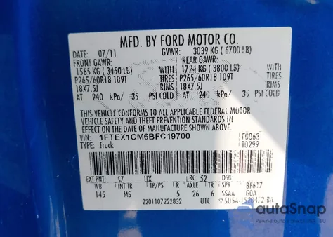 2011 Ford F-150 Xlt from USA, damaged, VIN 1FTEX1CM6BFC19700